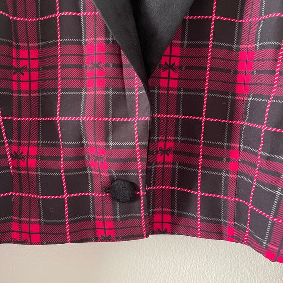 BlackMilk Jacket Womens Velvet Cropped Blazer Tartan Holiday Dressy Evening NWT - Picture 6 of 8